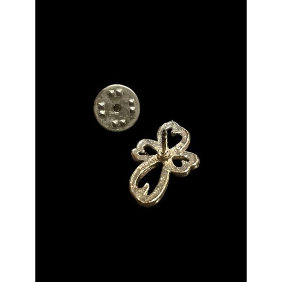 Vintage Two-Tone Shamrock Cross Shape Christian Fashion Brooch Pin - Picture 3 of 5